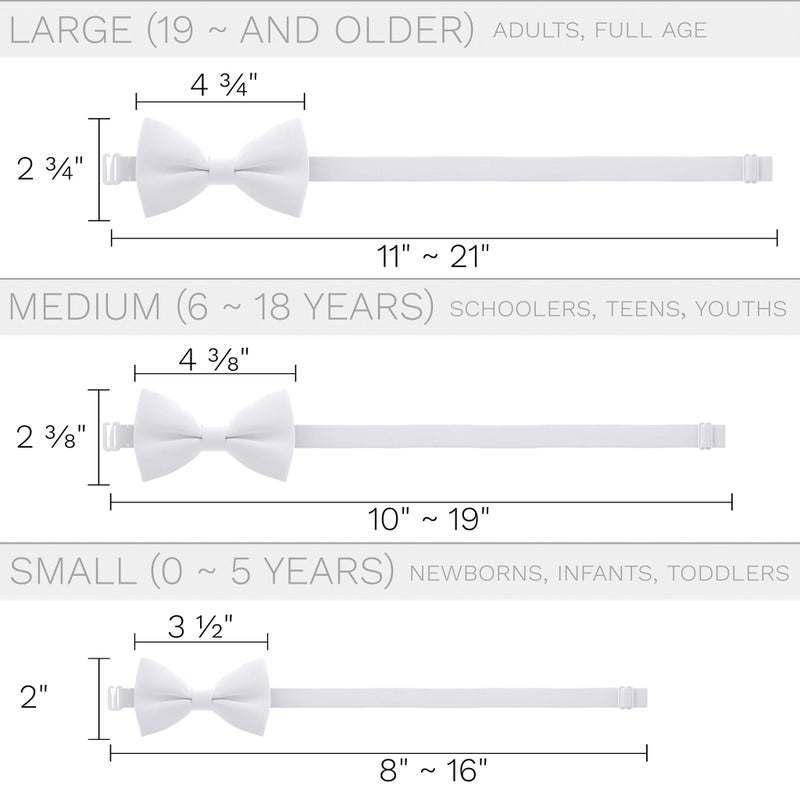 Bow Tie House Classic Pre-Tied Bow Tie Formal Solid Tuxedo (Large, White) - Image 4
